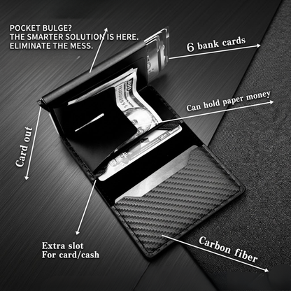 Premium RFID Anti-Theft Smart Wallet | Carbon Fiber Pop-Up Aluminum Card Holder for Men