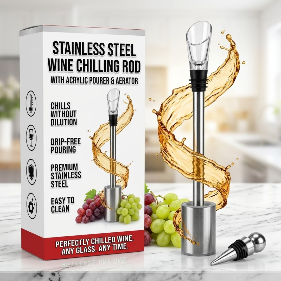 Premium 3-in-1 Stainless Steel Wine Chiller Stick with Built-in Aerator & Drip-Free Pourer – Instant Cooling for Home, Bar & Gifting