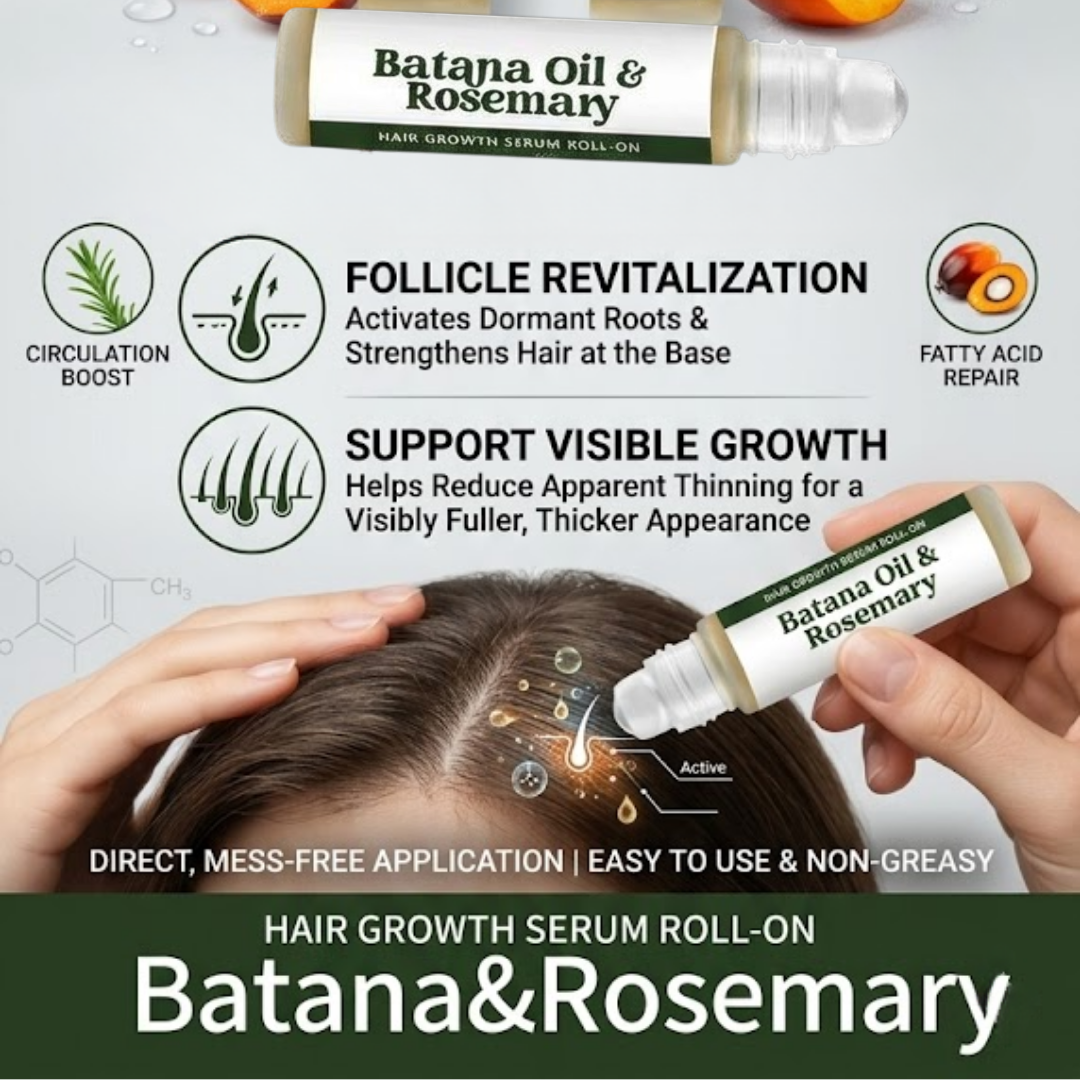 Rosemary & Batana Scalp Serum Roll-On – Daily Hair & Scalp Support for Fuller-Looking Hair