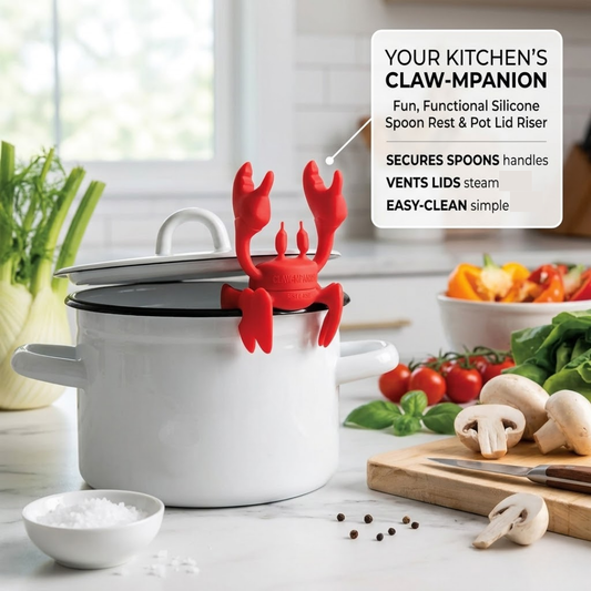 (𝙎𝙥𝙚𝙘𝙞𝙖𝙡 𝙋𝙧𝙤𝙢𝙤𝙩𝙞𝙤𝙣💖) The Crab Multitasking Spoon Rest & Pot Lid Riser | Mess-Free Kitchen Gadget