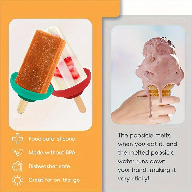 4pcs Silicone Ice Cream Holder Stand Set, Summer Popsicle Holder, Leak-Proof Cone Support with Drip Guard, Portable Youngsters's Ice Pop Mold Tray for On-The-Go Snacks - Dishwasher Safe, Thanksgiving tableware