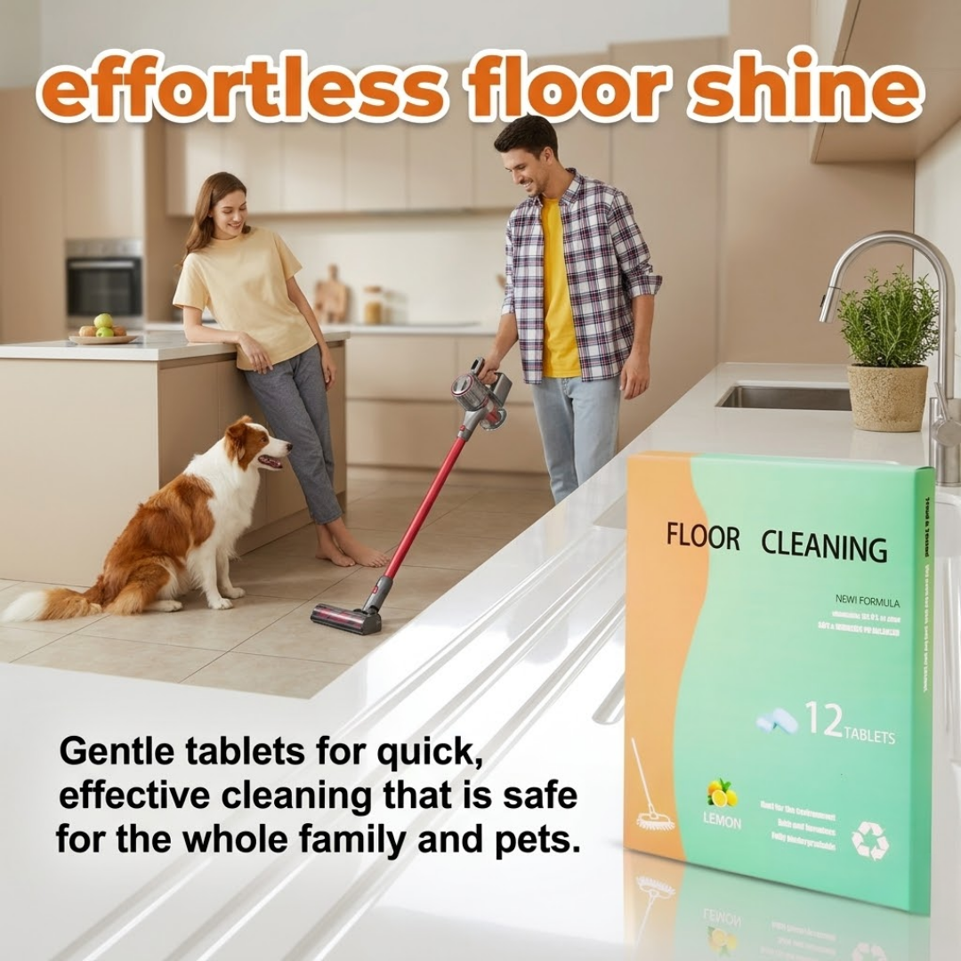 Premium Floor Cleaning Tablets - Safe for Wood Tile Marble Quick Dry No Residue | 12 Tablets Lemon Scent