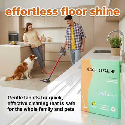 Premium Floor Cleaning Tablets - Safe for Wood Tile Marble Quick Dry No Residue | 12 Tablets Lemon Scent