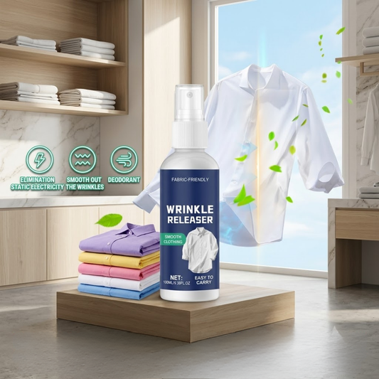 Magic Wrinkle Releaser Spray (100ml) | Instant Iron-Free Clothing Smoother & Anti-Static Mist | Travel-Friendly & Safe for All Fabrics