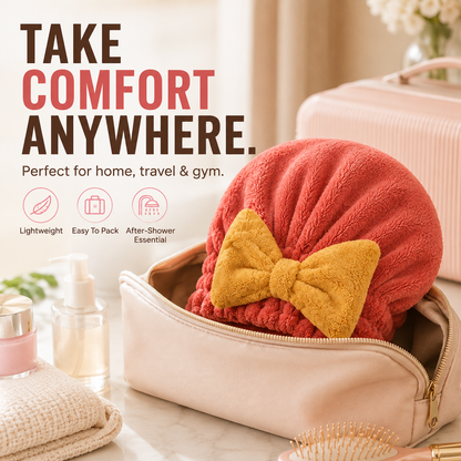 Soft Bow Hair Drying Cap – Absorbent Elastic Hair Towel Wrap