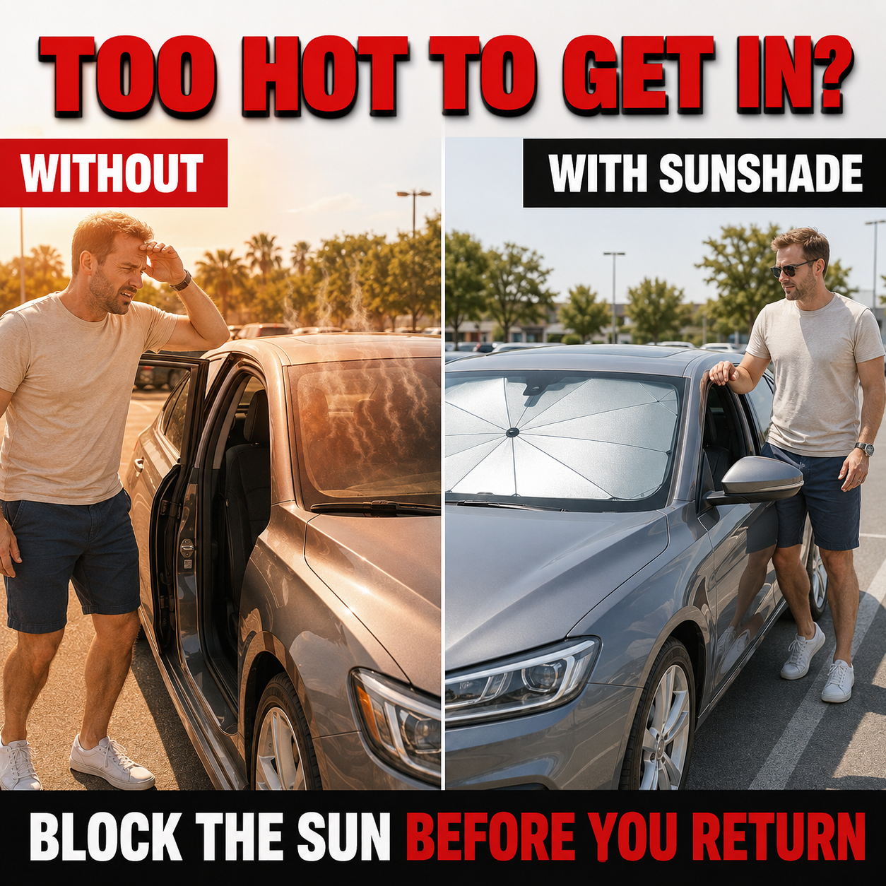 Premium Foldable Car Windshield Sunshade Umbrella | Instant Heat & UV Blocker