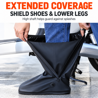High-Shaft Waterproof Rain Shoe Covers Elastic Zipper Anti-Slip Transparent Reusable Overshoes