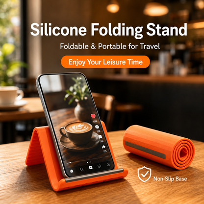 Flexible Roll-Up Silicone Phone & Tablet Stand – Portable 2-in-1 Device Stand and Protective Mat
