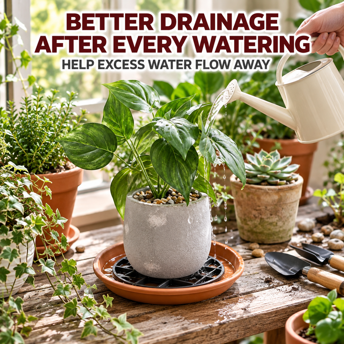 Premium Plant Pot Elevator Grid – Heavy Duty Drainage Mat & Surface Protector for Healthier Roots