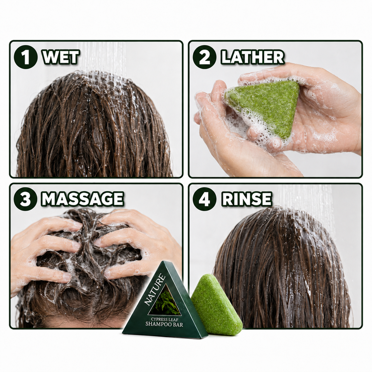Nature’s Cypress Leaf Herbal Shampoo Bar | Handmade Plant-Based Formula for Thicker, Frizz-Free Hair