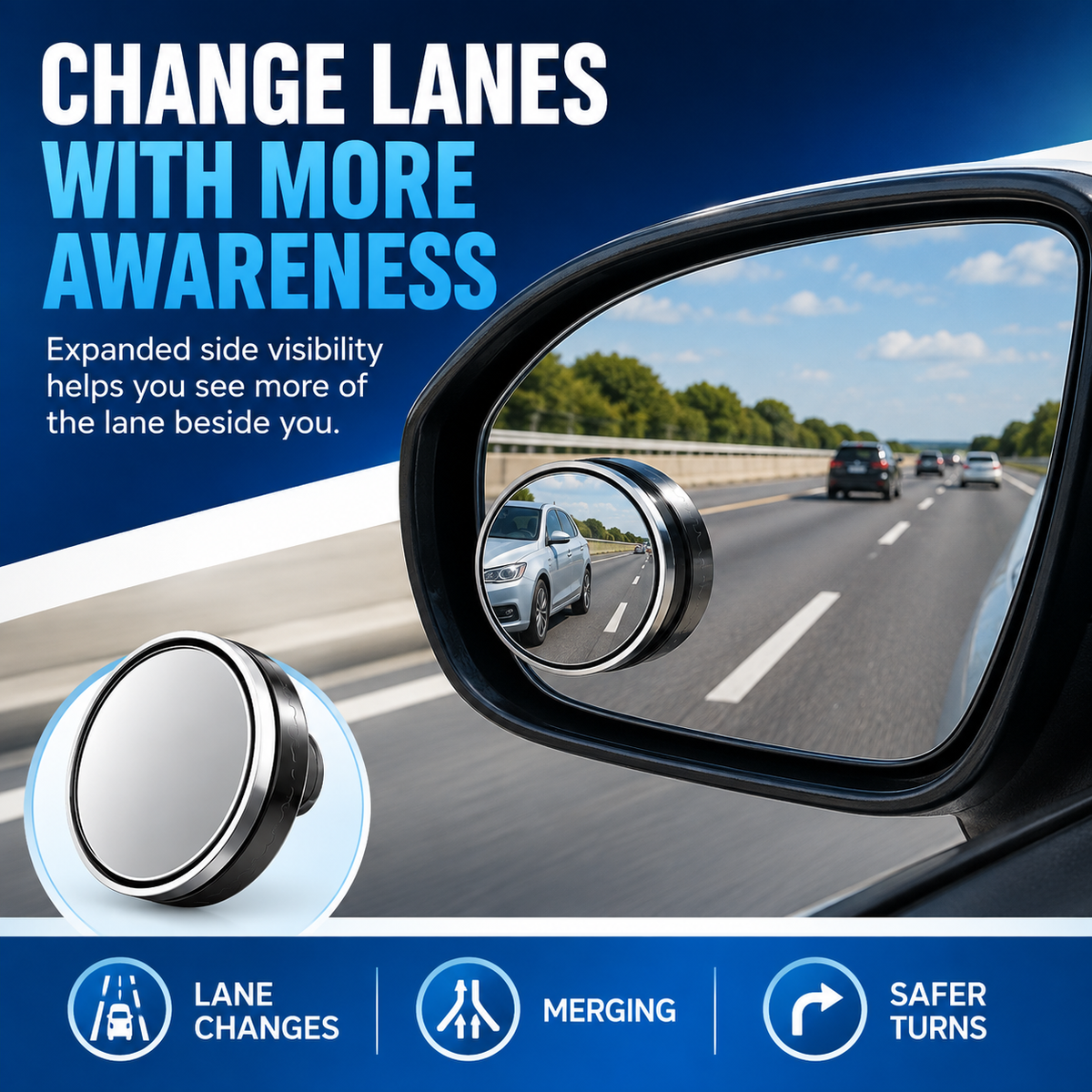 Glue-Free Vacuum Suction Convex Blind Spot Mirror – Wide-Angle Car Side Mirror
