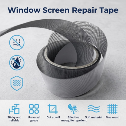 Screen Repair Tape, Ultra-Strong Adhesive Fiberglass Mesh Patch, Weatherproof & Anti-UV Screen Repair Kit for Tears and Holes