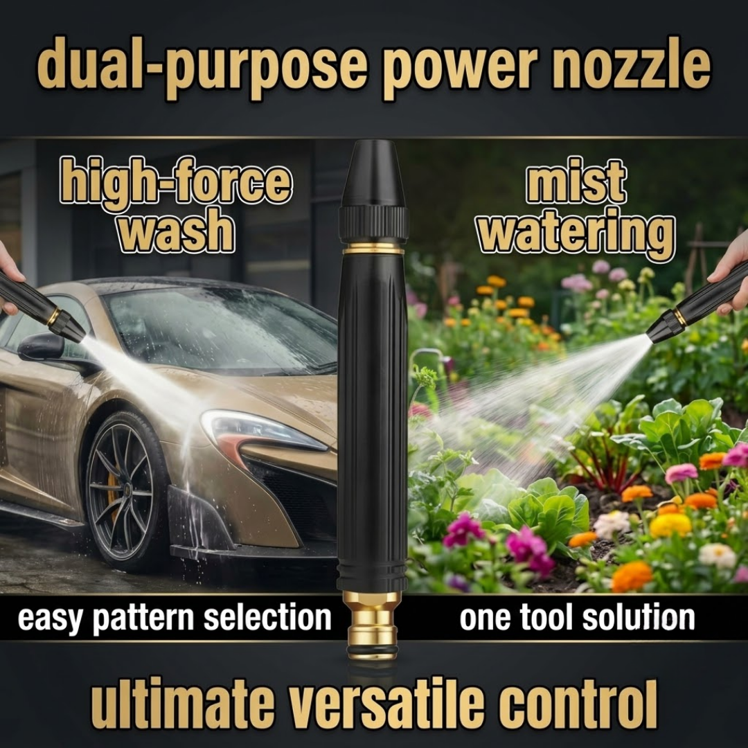High-Pressure Water Nozzle | All-Metal Heavy Duty Hose Sprayer for Car Wash, Garden & Driveway Cleaning