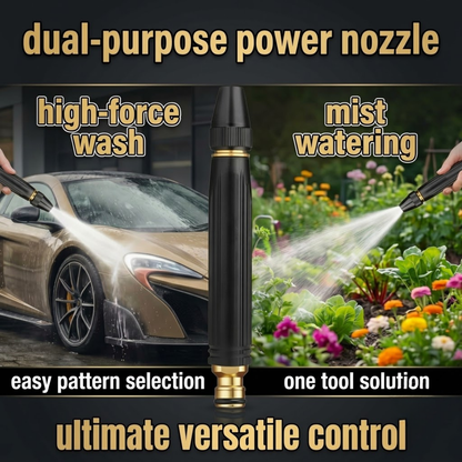 High-Pressure Water Nozzle | All-Metal Heavy Duty Hose Sprayer for Car Wash, Garden & Driveway Cleaning