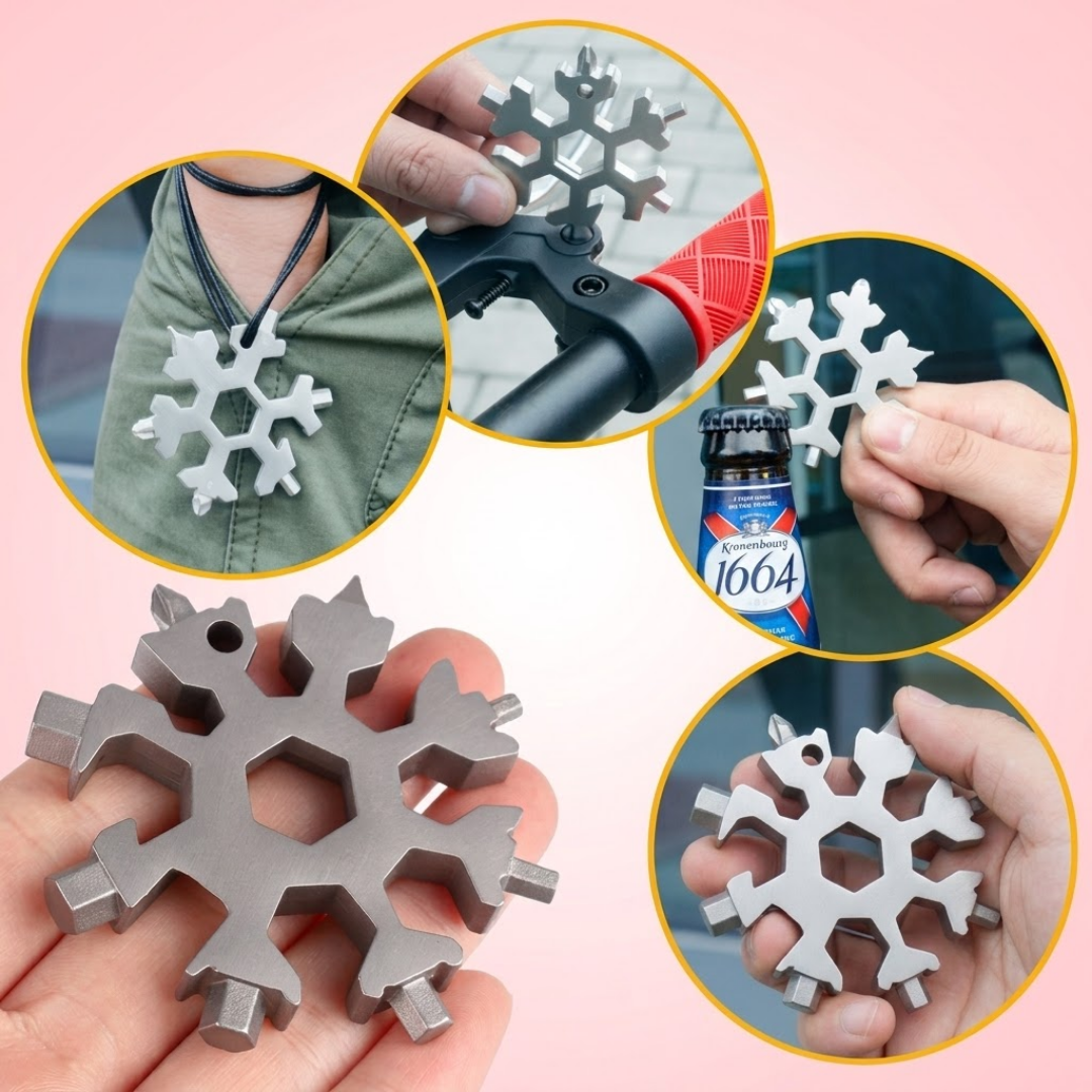 Viral 18-in-1 Snowflake Multi-Tool | Heavy-Duty Stainless Steel EDC Wrench, Screwdriver & Bottle Opener
