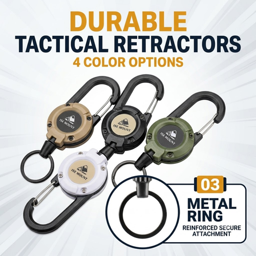 Outdoor Tactical easy-pull buckle telescopic buckle steel wire rope multifunctional keychain camping high rebound anti-lost rope easy-pull