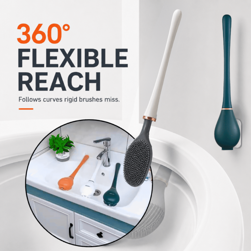 Bathroom Wall-Mounted Toilet Brush Magnetic Opening and Closing Silicone Soft Brush Automatic Opening and Closing Creative Toilet Cleaning Brush