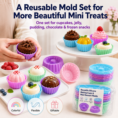 Silicone Baking Cups Set – Nonstick Reusable Muffin & Dessert Molds