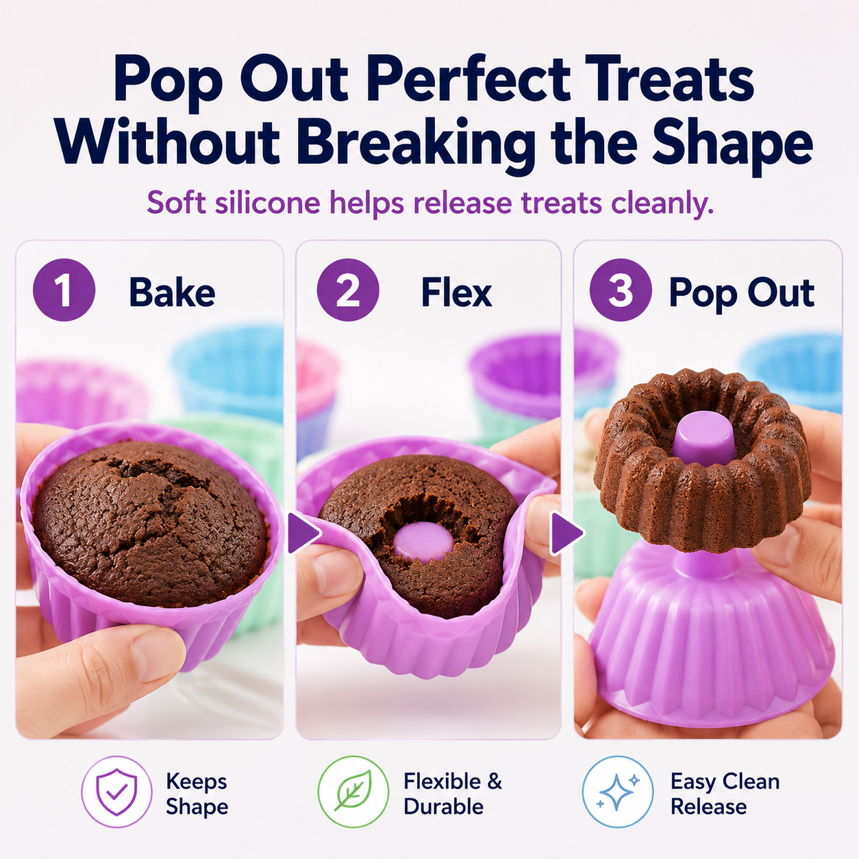 Silicone Baking Cups Set – Nonstick Reusable Muffin & Dessert Molds