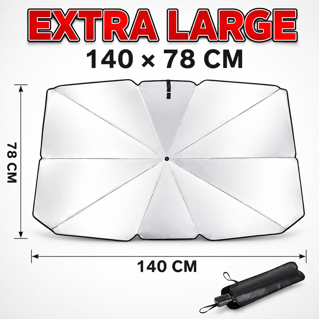 Premium Foldable Car Windshield Sunshade Umbrella | Instant Heat & UV Blocker