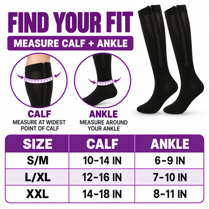 Easy-On Closed-Toe Zipper Compression Socks