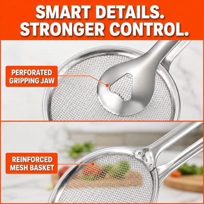 Frying Oil Filter Clamp Oil Spoon Oil Drain Food Clamp Kitchen Colander Stainless Steel Fried Food Oil Spoon Filter Mesh