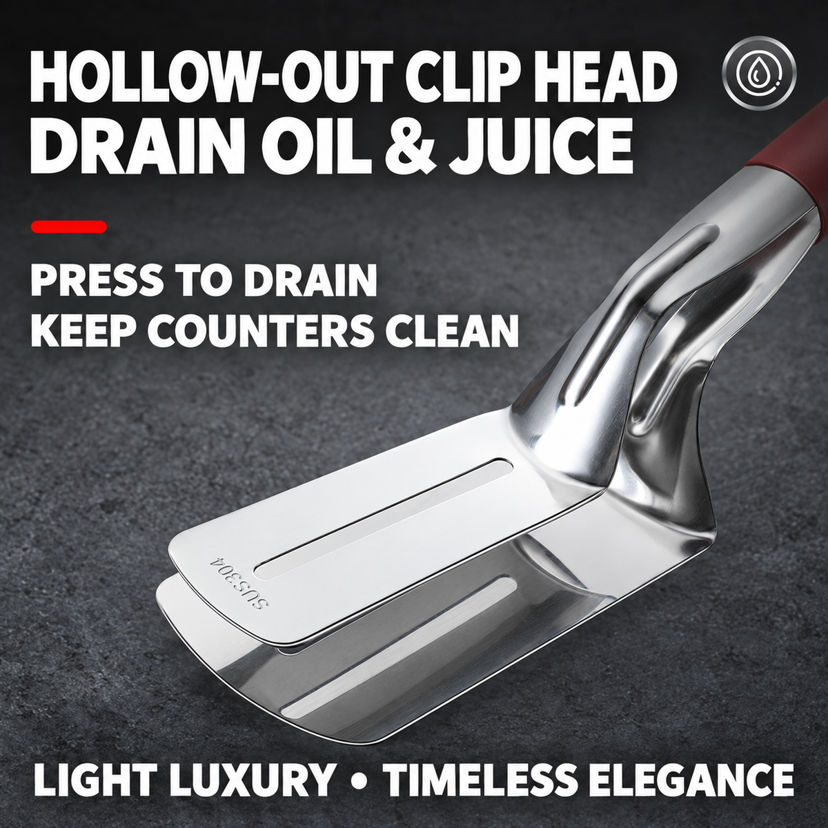 304 Stainless Steel Wide-Grip Kitchen Tongs