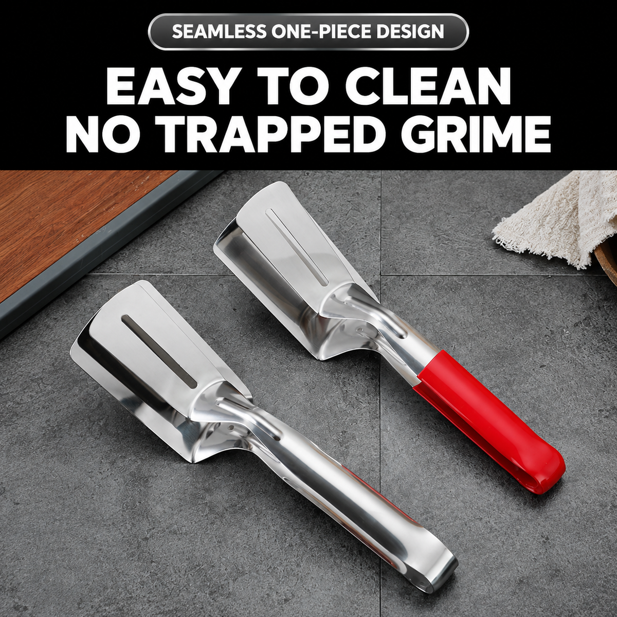 304 Stainless Steel Wide-Grip Kitchen Tongs