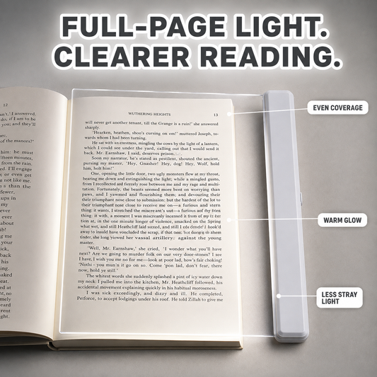 LumiPage™ Smart LED Flat Reading Light – Ultra-Slim Eye-Caring Night Light for Bed, Travel & Camping