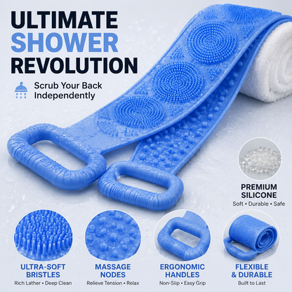 Ergonomic Silicone Back Scrubber | Dual-Sided Exfoliating Bath Brush & Deep-Tissue Massager for Pain-Free Reaching