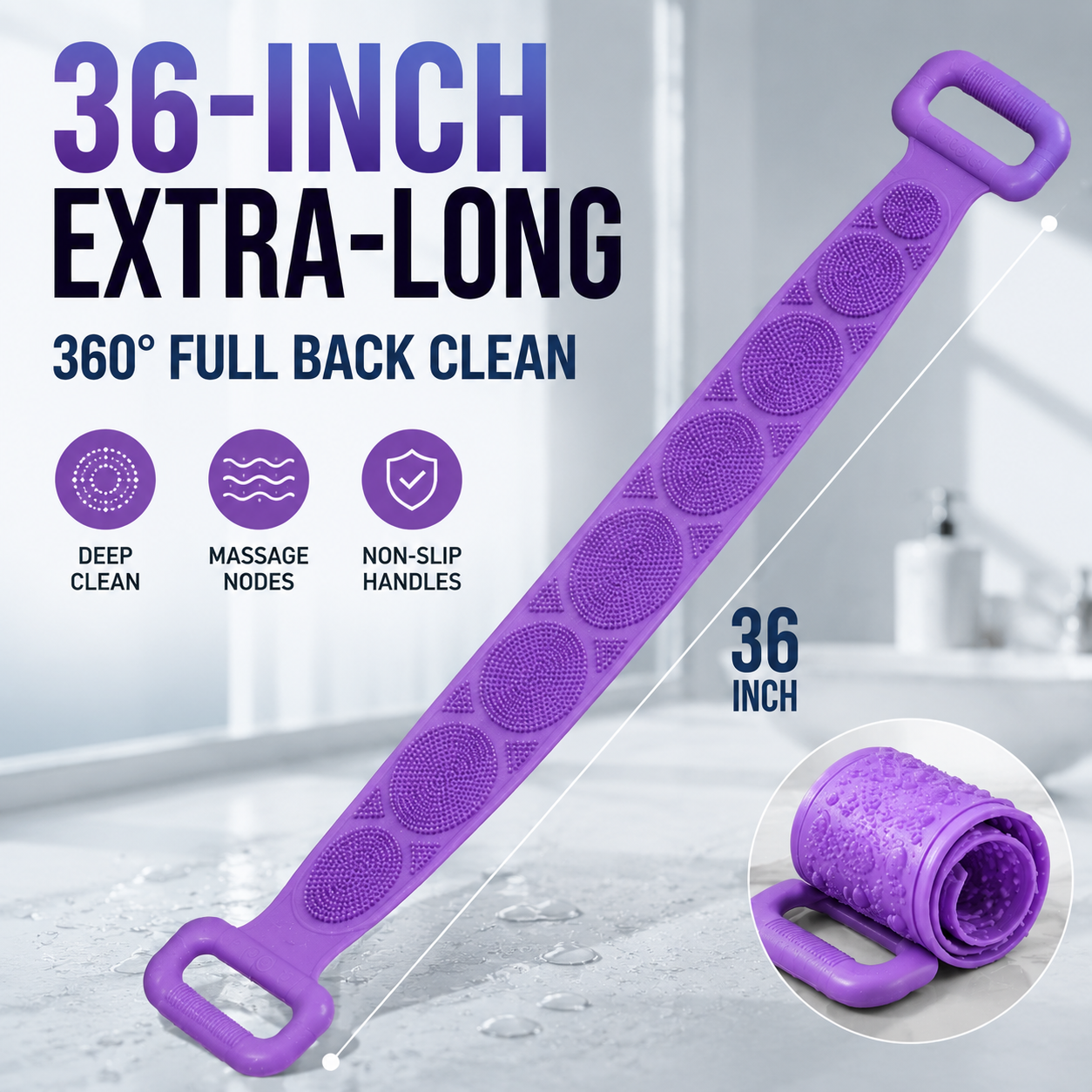 Ergonomic Silicone Back Scrubber | Dual-Sided Exfoliating Bath Brush & Deep-Tissue Massager for Pain-Free Reaching