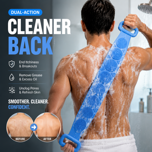 Ergonomic Silicone Back Scrubber | Dual-Sided Exfoliating Bath Brush & Deep-Tissue Massager for Pain-Free Reaching