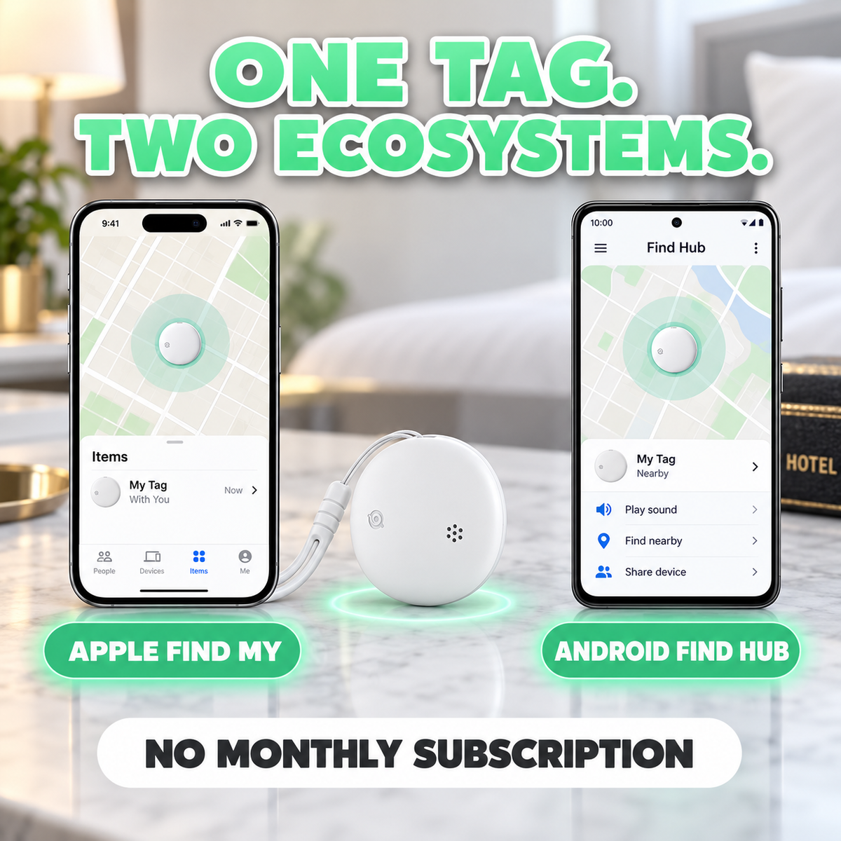 Mini Smart Bluetooth Tracker Tag | Waterproof GPS Locator for Keys, Wallets, Pets & Luggage | Compatible with Apple "Find My" Network