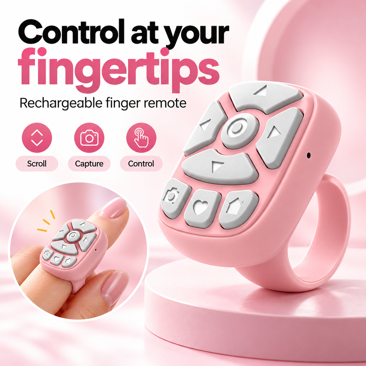 Bluetooth Fingertip Remote Control – Scroll, Snap & Like on Any Phone, Effortlessly! 🤳💤