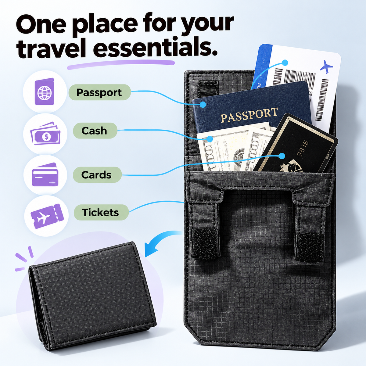 Invisible Anti-Theft Belt Wallet | Foldable Passport & Cash Pouch for Secure Travel