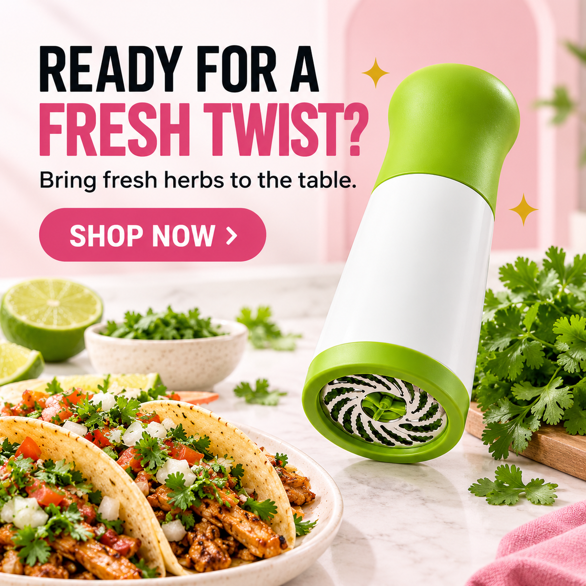 Stainless Steel Mincer for Cilantro, Parsley & Fresh Garnishes | Easy Twist Operation & Clean-Up