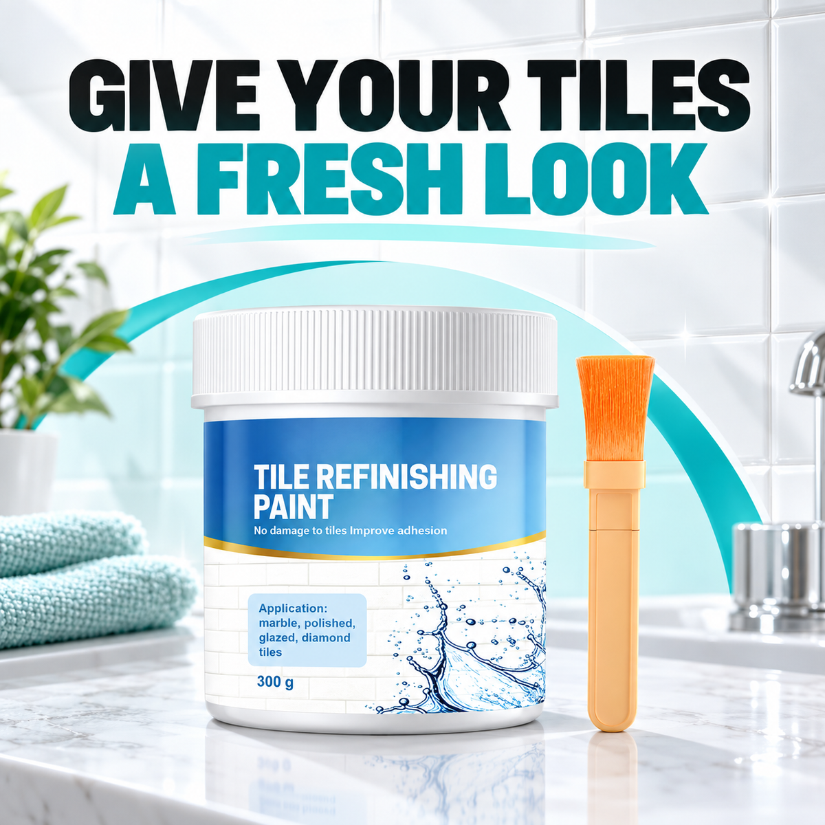 Instant Waterproof Epoxy Makeover for Bathroom & Kitchen (Includes Brush)