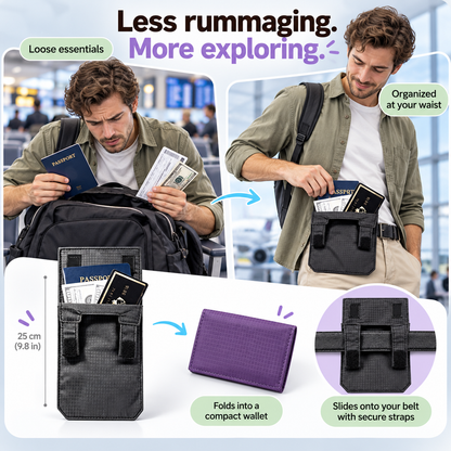 Invisible Anti-Theft Belt Wallet | Foldable Passport & Cash Pouch for Secure Travel
