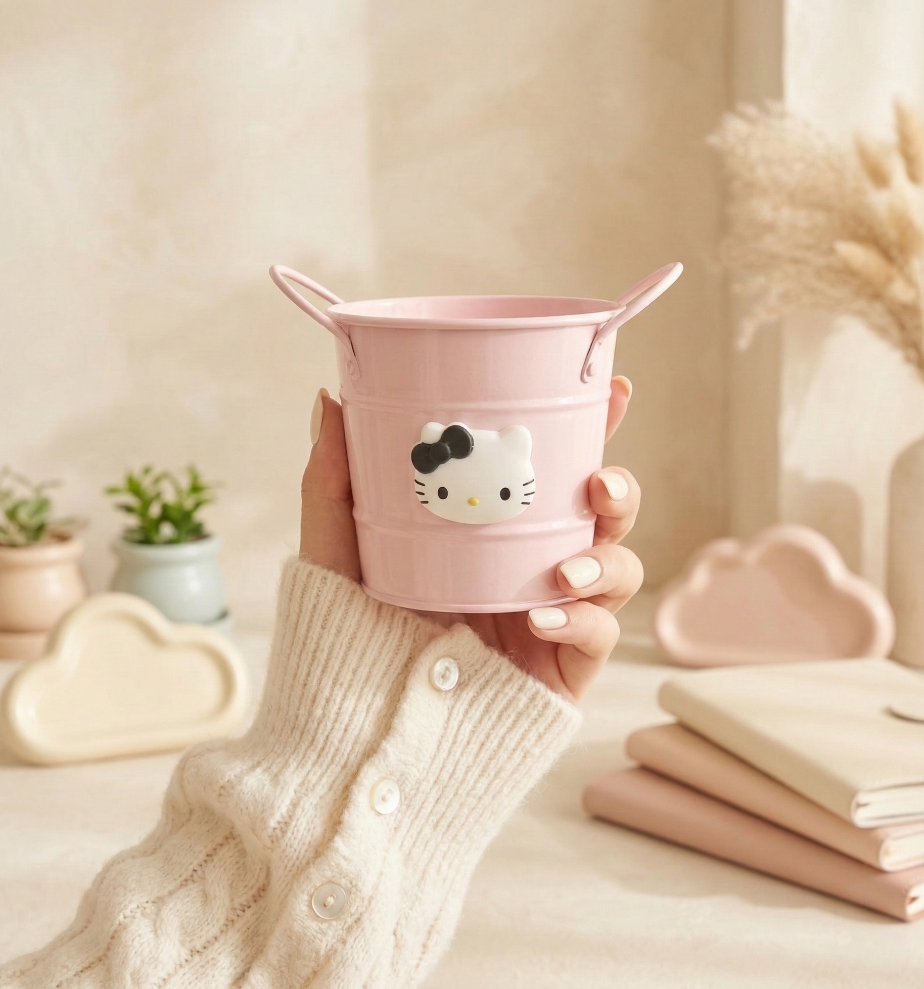 Pink Bucket + Black Cat