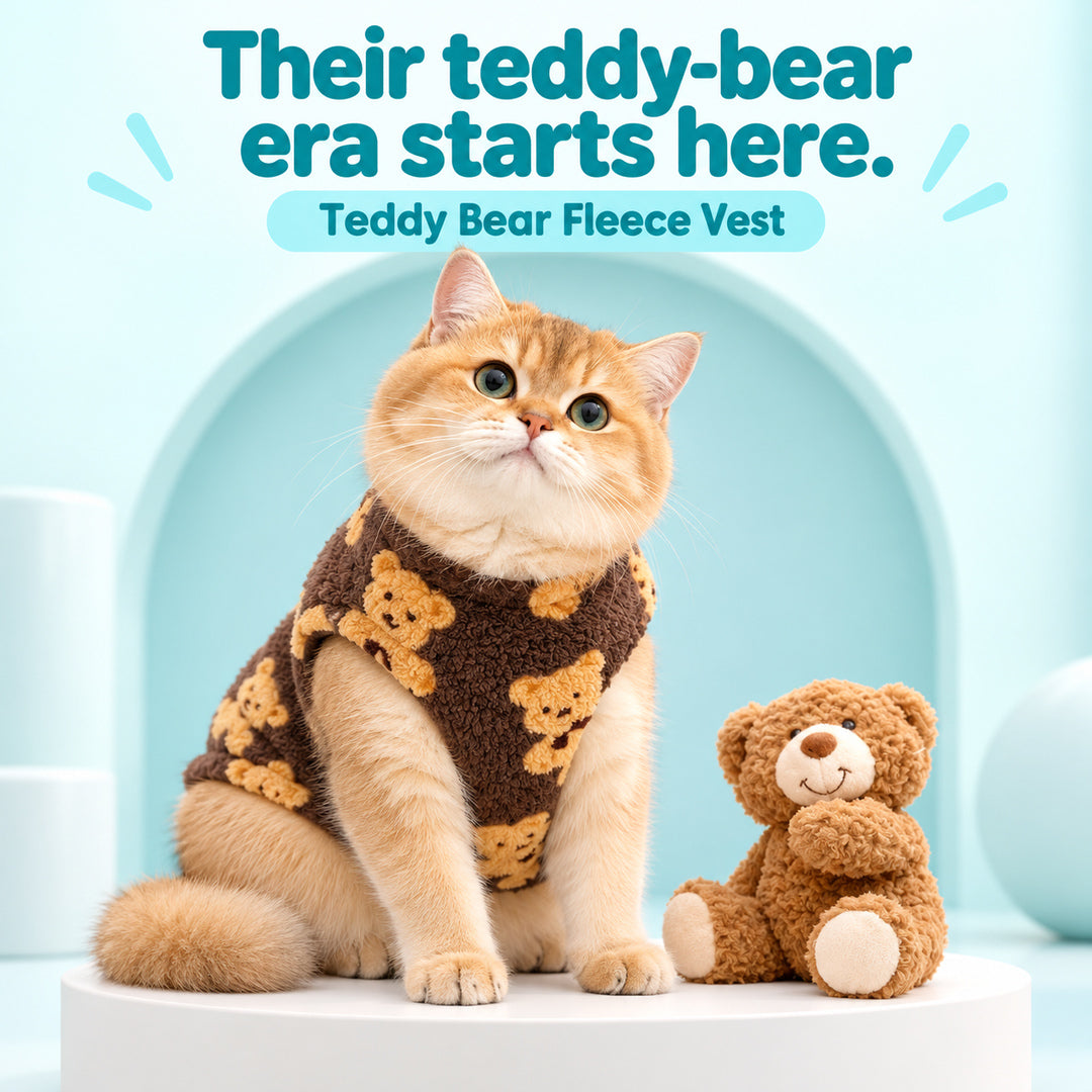 Teddy Fleece Cat Sweater - Warm Autumn & Winter Pet Vest