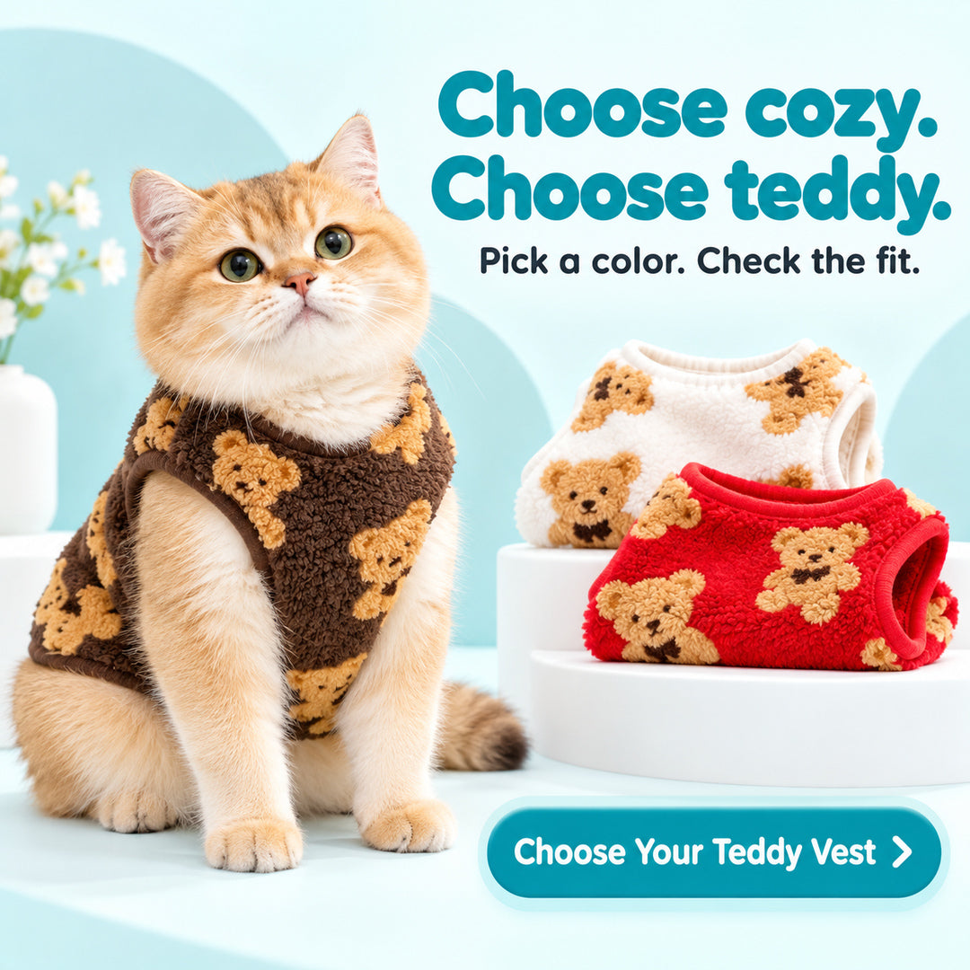 Teddy Fleece Cat Sweater - Warm Autumn & Winter Pet Vest