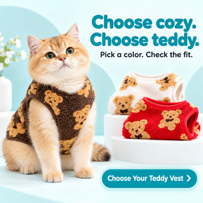 Teddy Fleece Cat Sweater - Warm Autumn & Winter Pet Vest