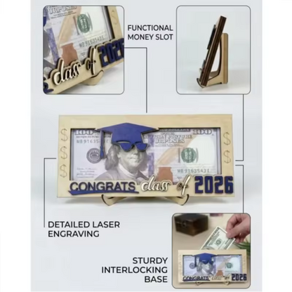 2026 Graduation Money Holder Gift | Wooden Cash Holder Keepsake for Graduates
