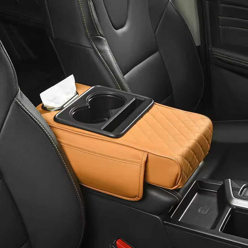 Wireless Charging Car Armrest Heightening Pad with Storage Organizer