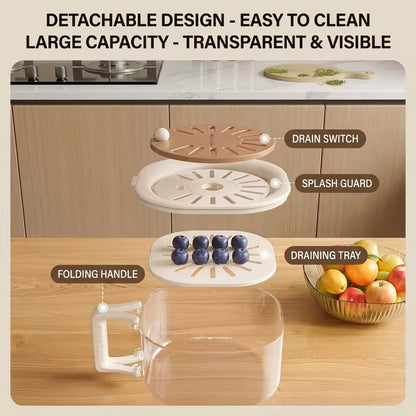 Rotating Wash & Drain Basket with Folding Handle – Rinse, Soak & Drain