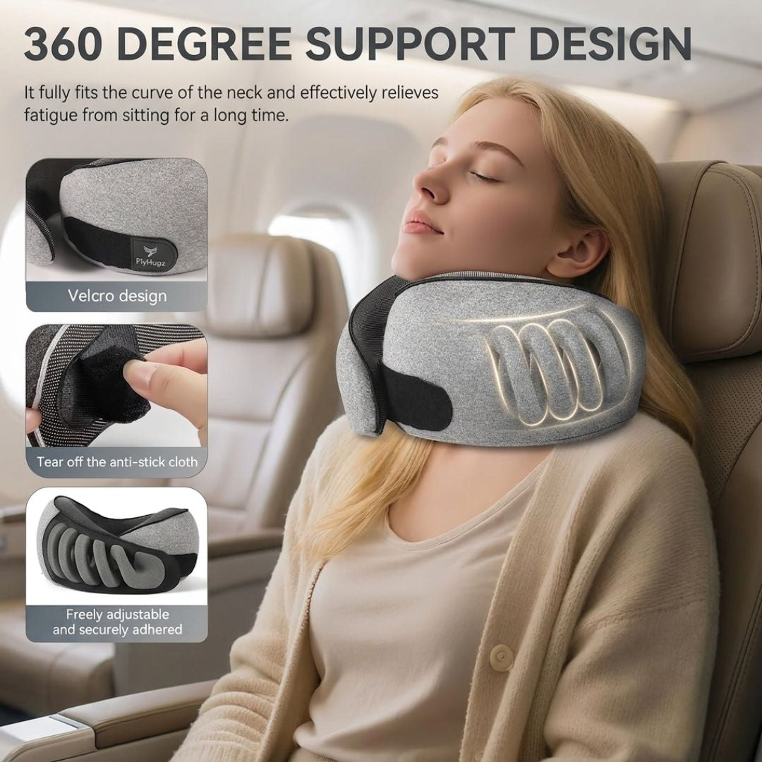 360° Wrap-Around Travel Neck Pillow for Flights, Road Trips & Better Rest