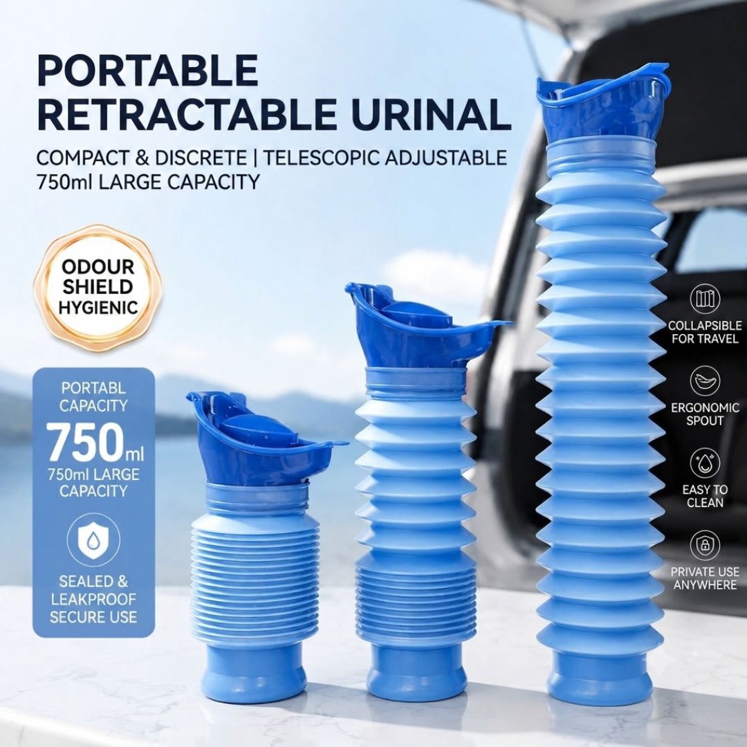 Portable Foldable Travel Urinal – 750ml Leak-Resistant Emergency Bottle For Cars, Camping & Road Trips