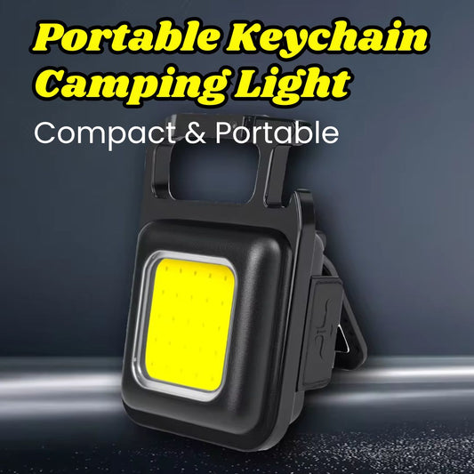 Portable Keychain Camping Light – 800 Lumens COB Work Light with Carabiner, Bottle Opener & Pocket Clip