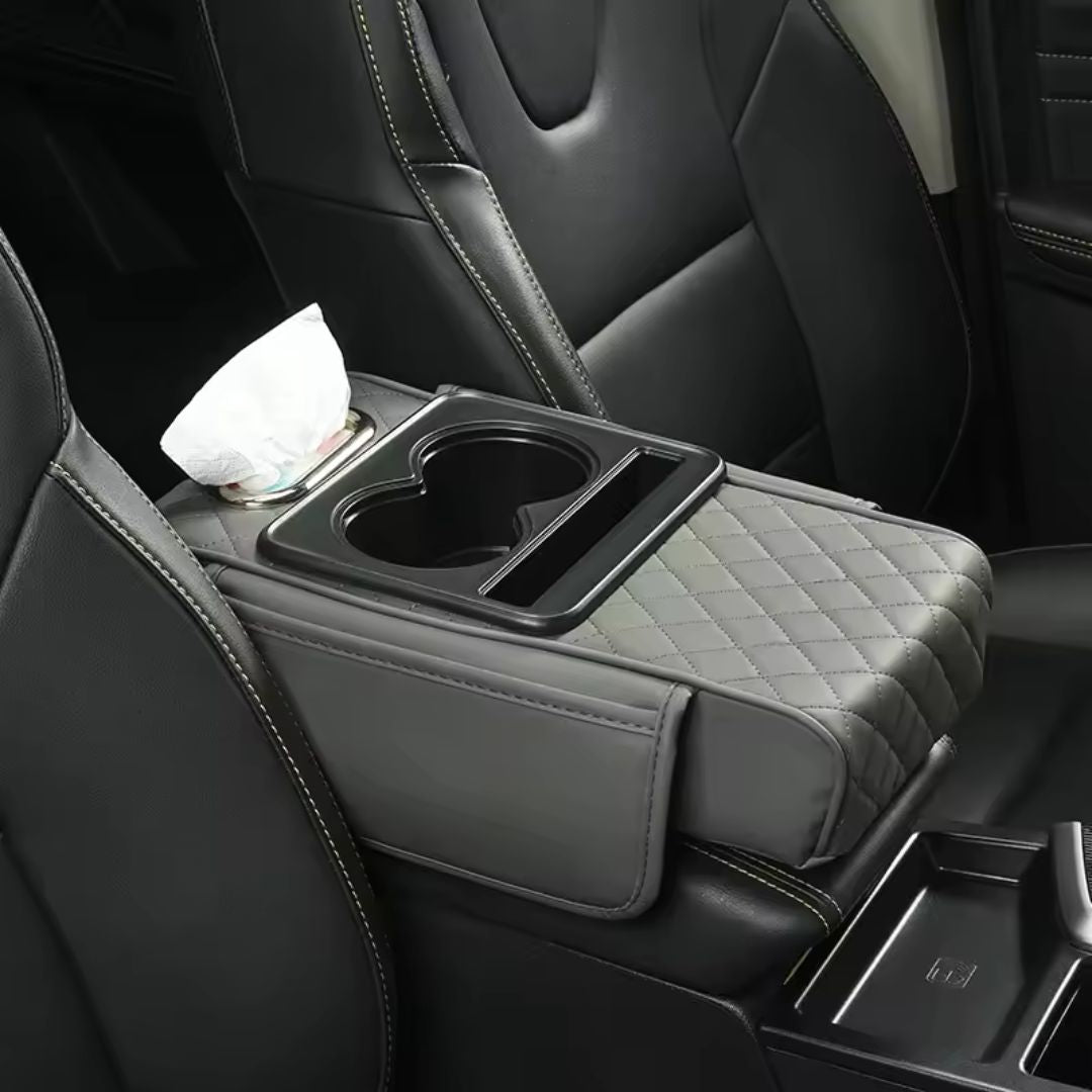 Wireless Charging Car Armrest Heightening Pad with Storage Organizer