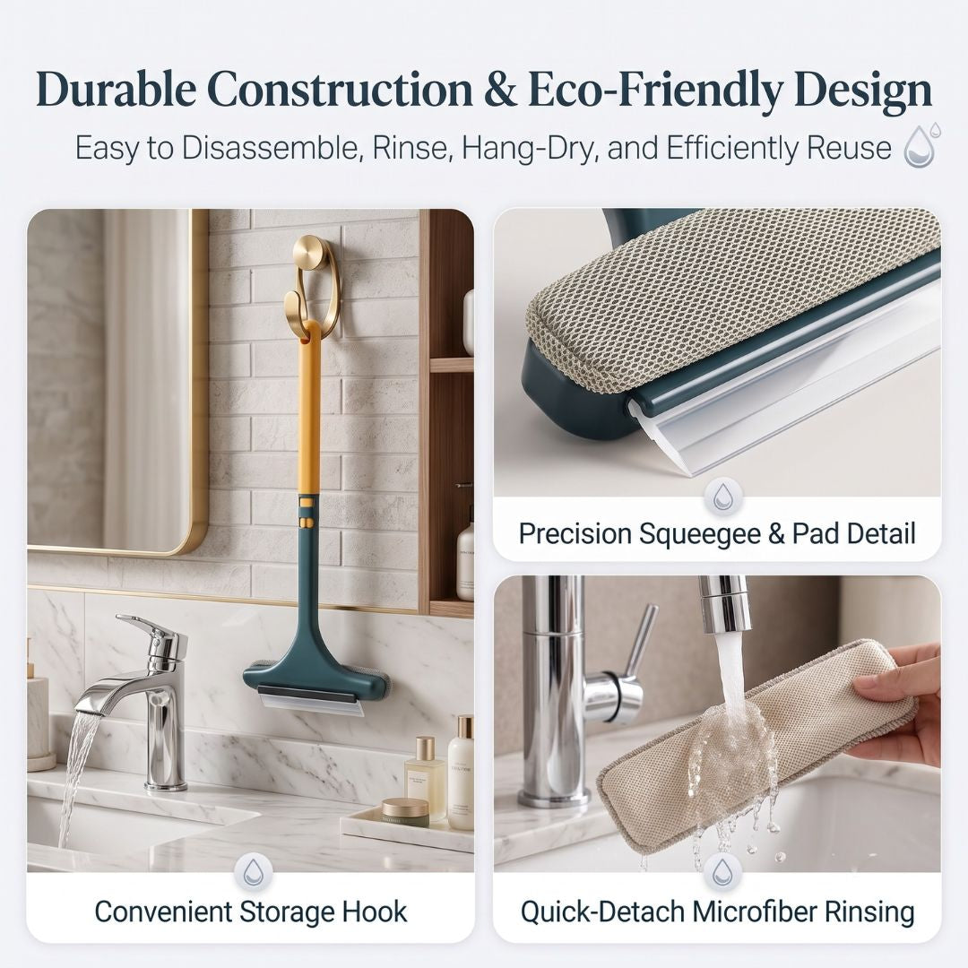 2-in-1 Window Screen Cleaning Brush & Squeegee – Dry Dusting and Wet Cleaning Tool